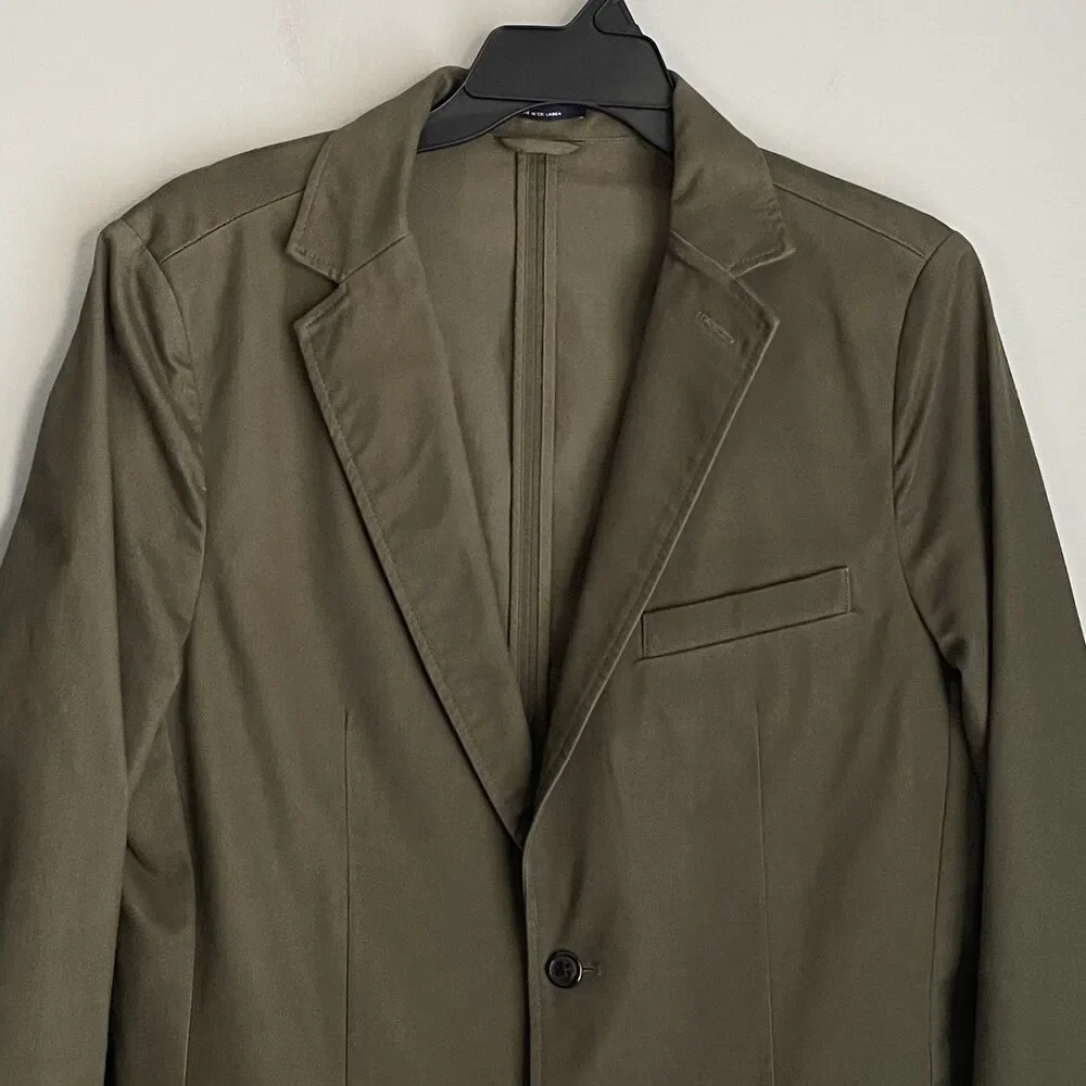 Lands End Size 40L 40 Long Travel Blazer Jacket Green Chino Career Tall